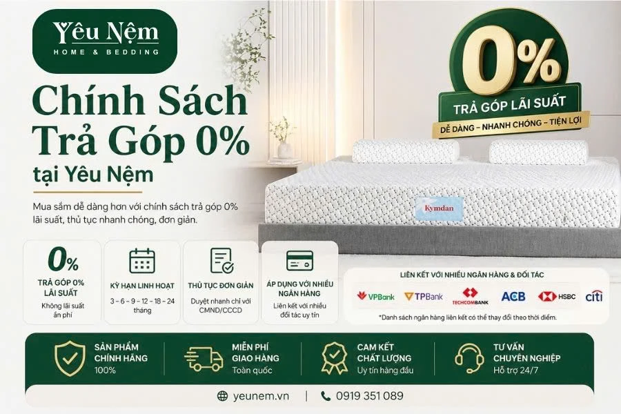 Chính Sách Trả Góp 0% 1 Chính sách trả gop 0% tại Yêu Nệm
