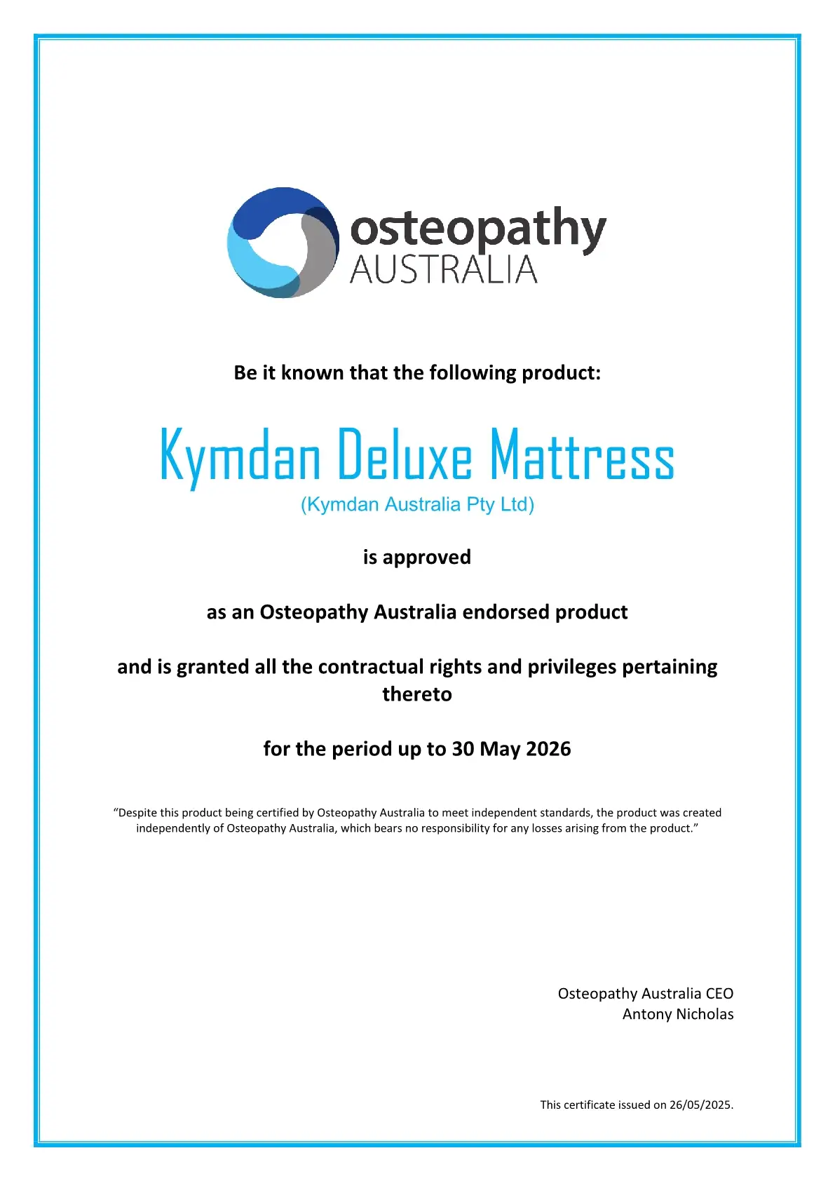 Spec Certificate