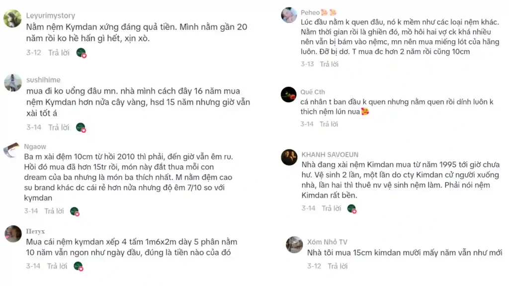 Chọn Nệm Cho Người Khó Ngủ, Ngủ Ít, Ngủ Không Sâu 14 đánh giá của khách hàng về Nệm Kymdan tại Yêu Nệm