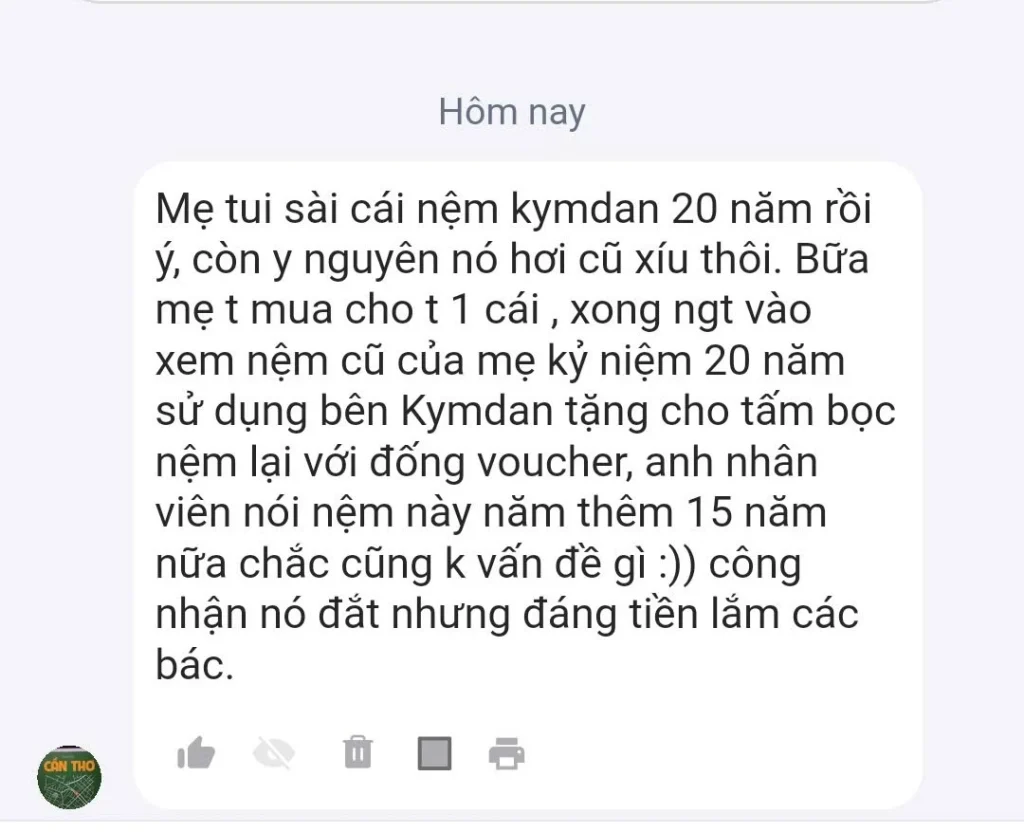 Bảng Giá Nệm Kymdan 2m 2026 — Giường King Đủ Loại & Độ Dày 9 Đánh giá của khách hàng về nệm Kymdan