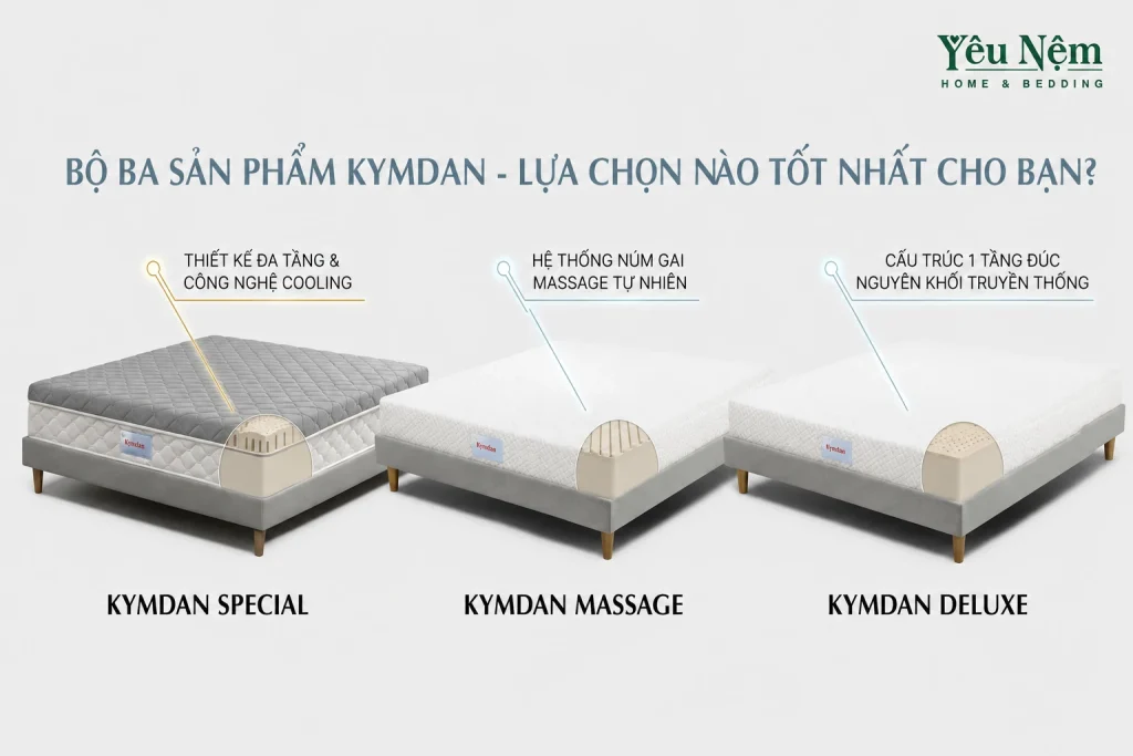So Sánh Nệm Kymdan Deluxe, Massage, Special: 3 Điều Cần Biết Để Chọn Đúng Loại 1 So Sánh Nệm Kymdan Deluxe, Massage, Special: 3 Điều Cần Biết Để Chọn Đúng Loại
