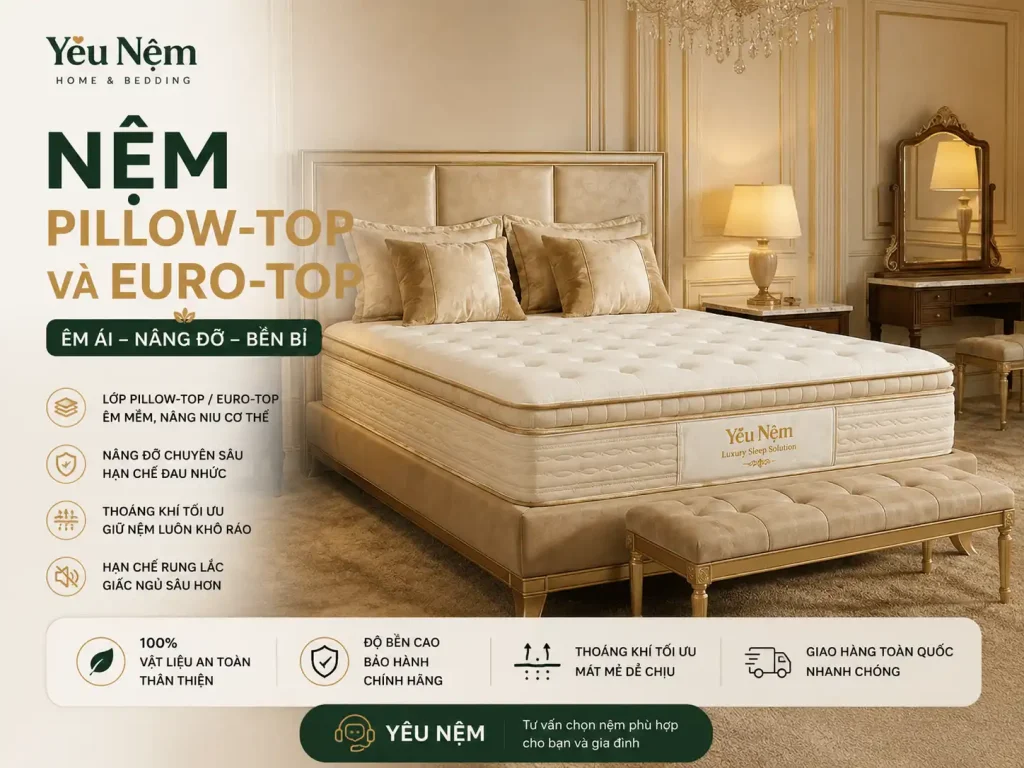 Nệm Pillow Top và Euro top