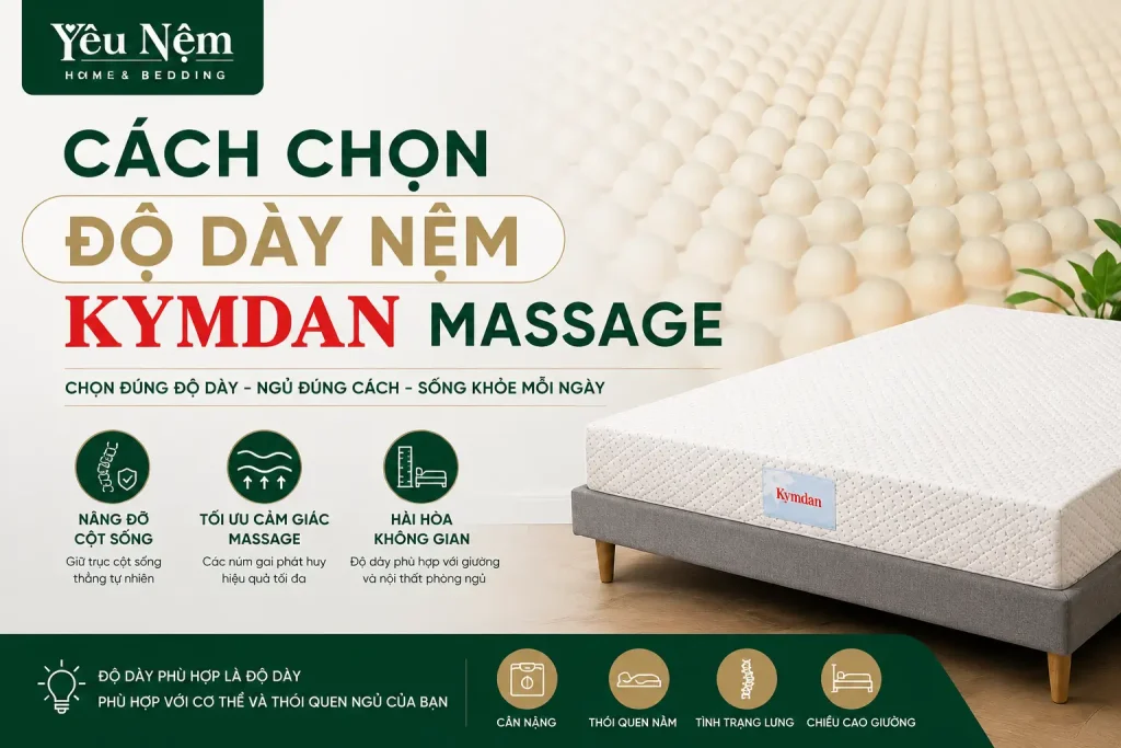 Cách chọn độ dày nệm Kymdan Massage nằm thoải mái nhất. So Sánh 6cm Đến 21cm 1 Cách chọn độ dày nệm Kymdan Massage