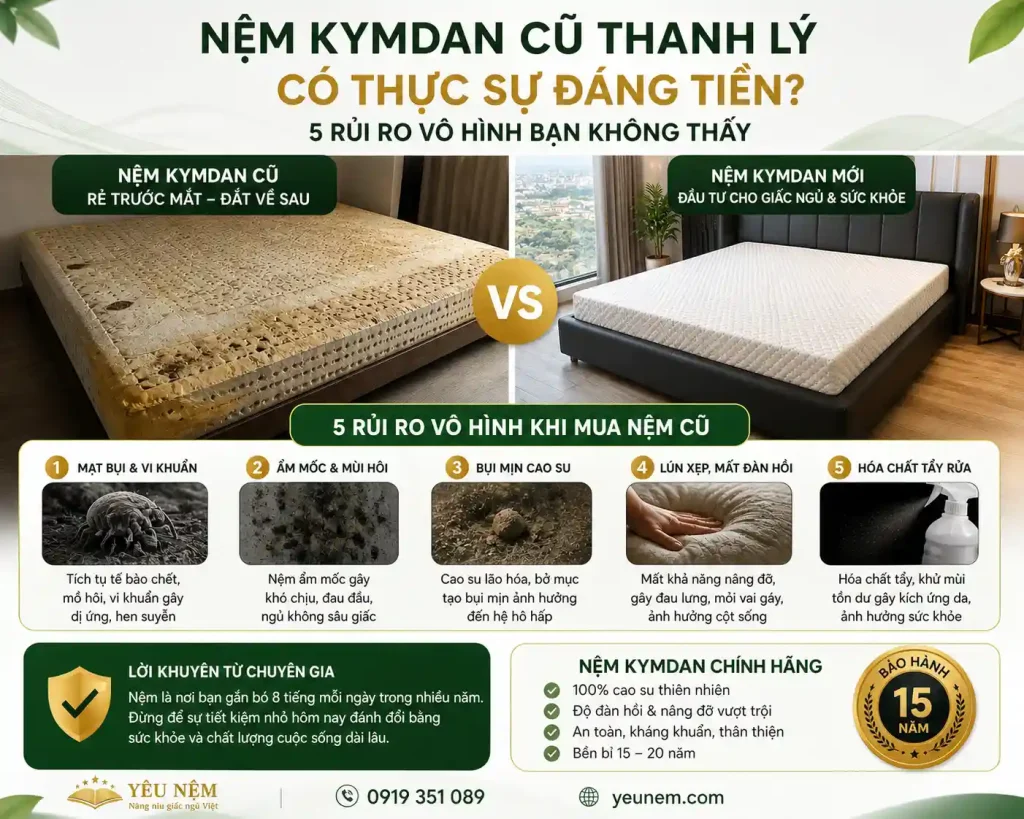 Nên Mua Nệm Kymdan Cũ Thanh Lý Không? 5 Rủi Ro Ít Ai Nói Với Bạn 1 Có nên mua nệm Kymdan cũ thanh lý không