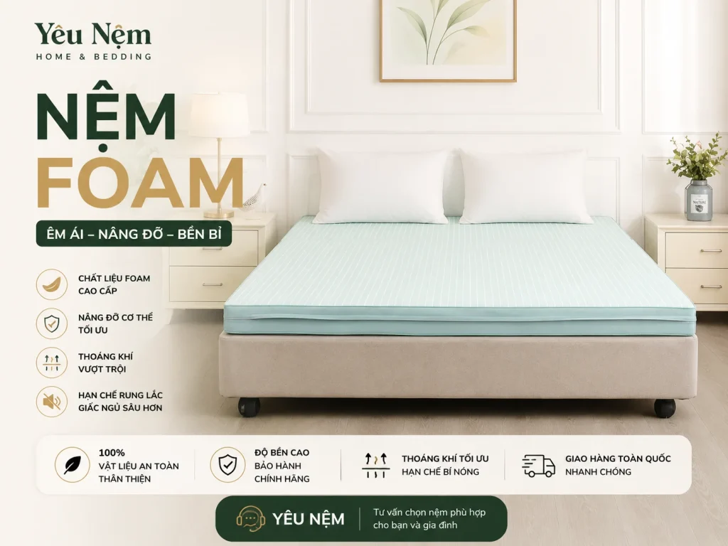 Nệm nào tốt nhất hiện nay? So sánh 9 dòng nệm mới nhất 2026 7 Nệm bông ép Yêu Nệm