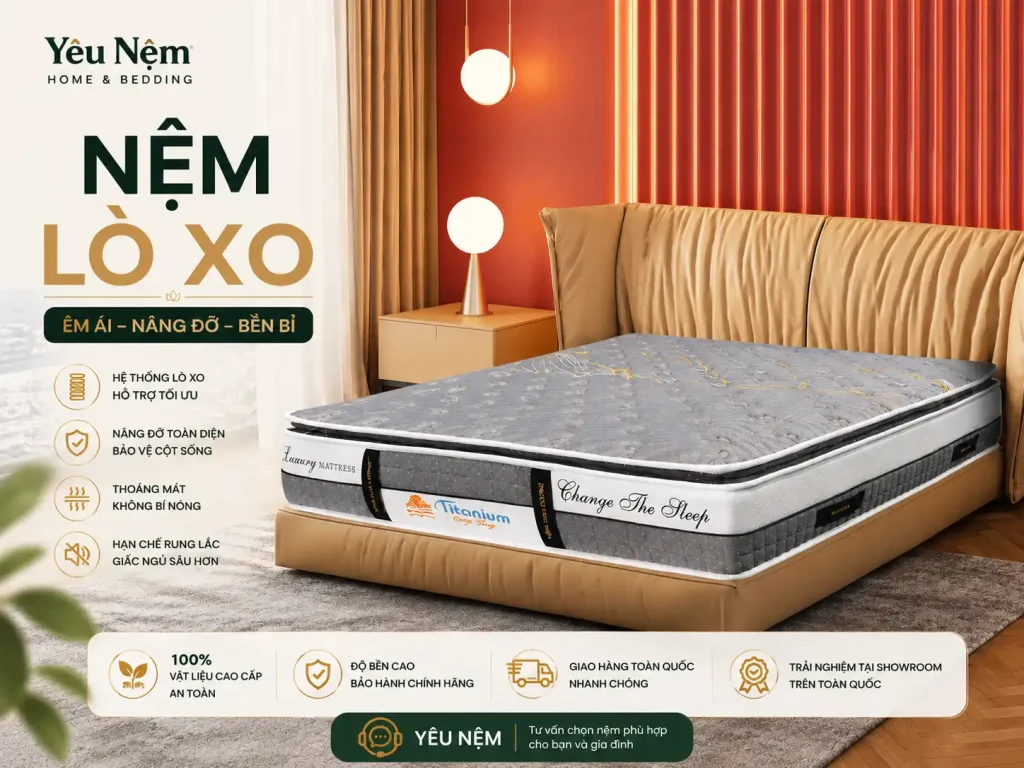 Nệm nào tốt nhất hiện nay? So sánh 9 dòng nệm mới nhất 2026 5 Nệm Lò Xo Yêu Nệm