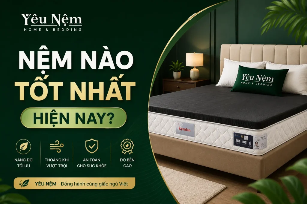 Nệm nào tốt nhất hiện nay? So sánh 9 dòng nệm mới nhất 2026 1 Nệm nào tốt nhất hiện nay