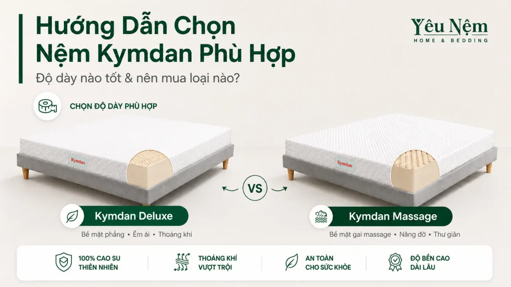 Hướng Dẫn Chọn Nệm Kymdan Phù Hợp: Độ Dày Nào Tốt & Nên Mua Loại Nào? 1 Hướng Dẫn Chọn Nệm Kymdan Phù Hợp: Độ Dày Nào Tốt & Nên Mua Loại Nào?