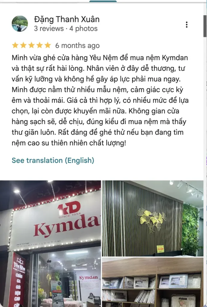 Mua nệm Kymdan chính hãng Hà Nội ở đâu? Địa chỉ showroom và bảng giá 2026 9 Review Kymdan Yêu Nệm GG Map