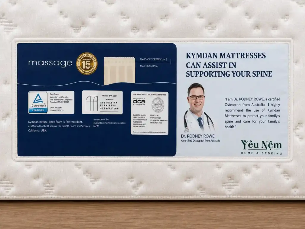 Nệm Kymdan có mùi hôi không? Cách xử lý nhanh tại nhà 8 Logo trên nệm Kymdan