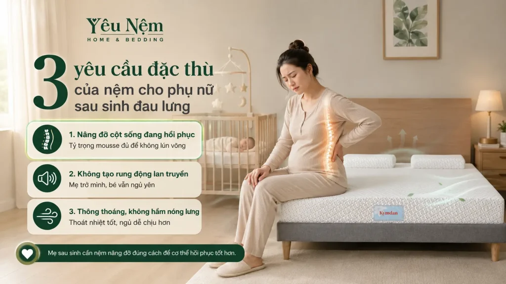 Nệm Cho Phụ Nữ Sau Sinh Đau Lưng: Chọn Loại Nào Để Lưng Phục Hồi Nhanh? 4 3 yêu cầu đặc thù của nệm cho phụ nữ sau sinh đau lưng