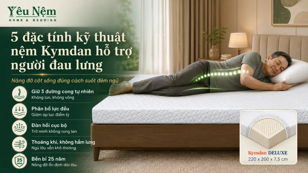 5 đặc tính kỹ thuật nệm Kymdan hỗ trợ người đau lưng
