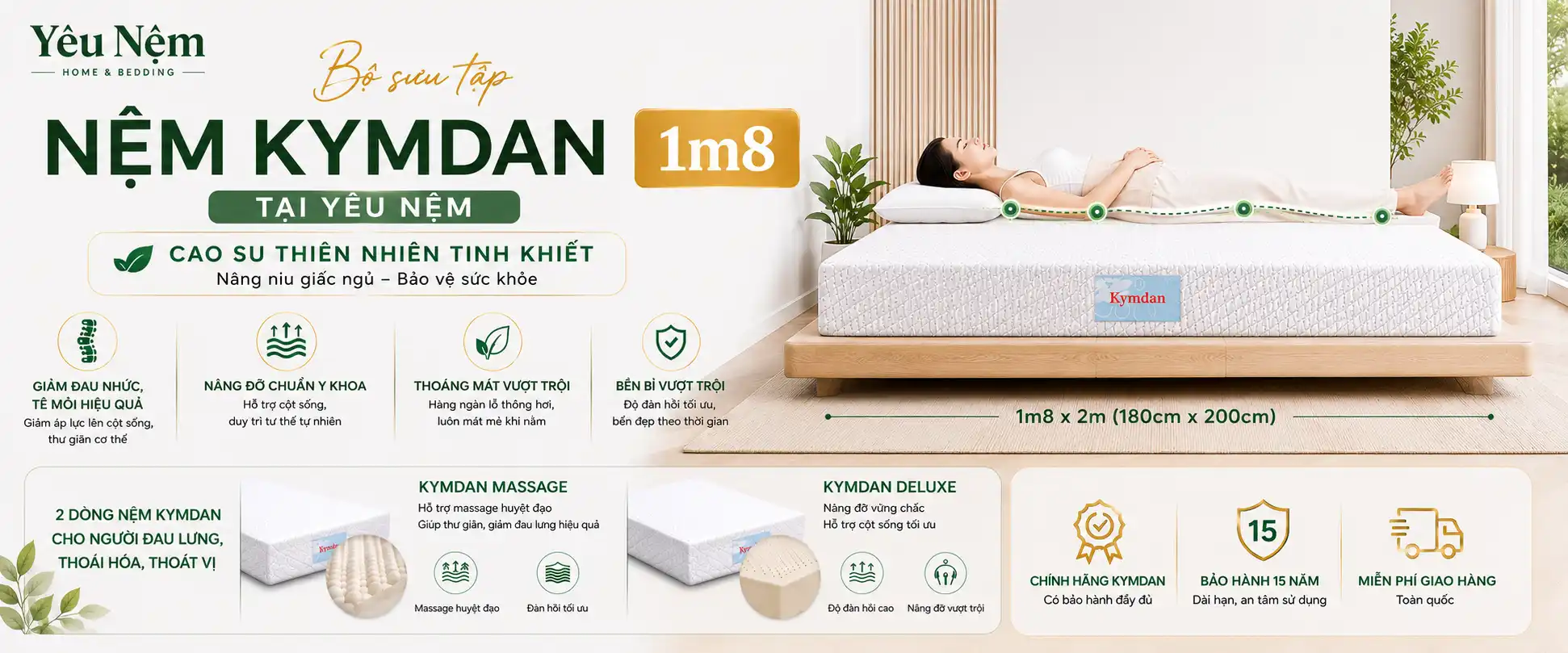 Bộ sưu tập nệm kymdan 1m8 tại Yêu nệm