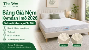 Bảng Giá Nệm Kymdan 1m8 2026 — Deluxe & Massage Chi Tiết
