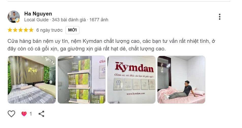 Mua Nệm Kymdan Massage 16cm Ở Đâu Tại Hà Nội Chính Hãng? 5 Đánh giá của khách hàng về Kymdan Yêu Nệm trên Google Maps