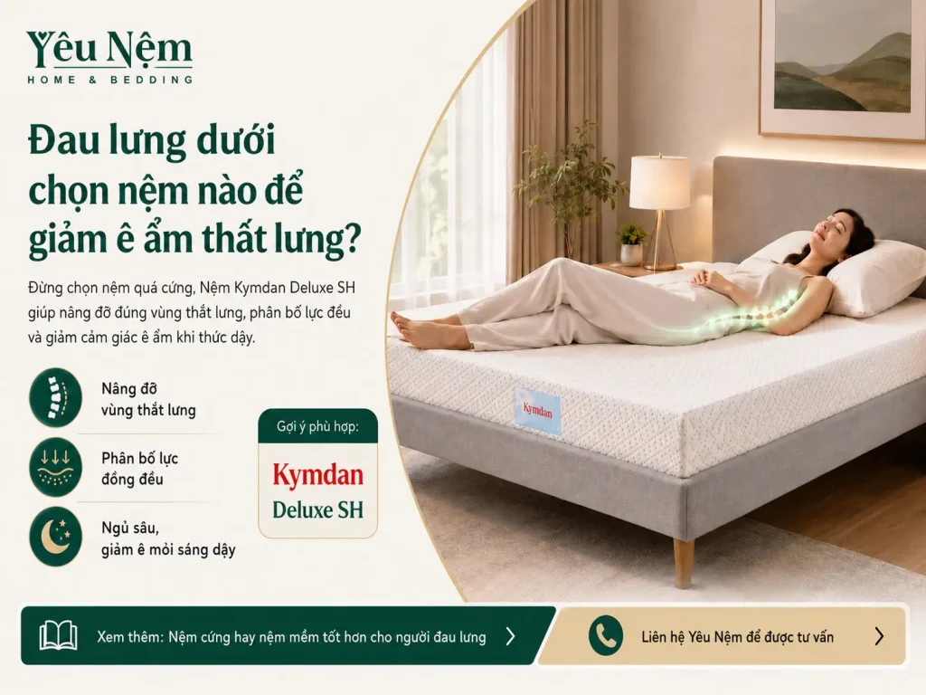 Đau lưng dưới chọn nệm nào để giảm ê ẩm thắt lưng?