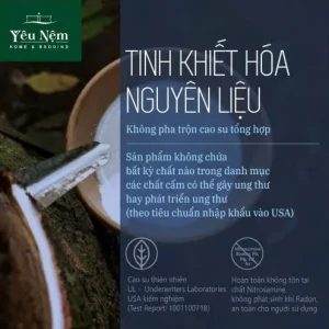 nệm Kymdan Massage 1m6 được làm hoàn toàn từ cao su thiên nhiên tinh khiết, không pha trộn tạp chất.