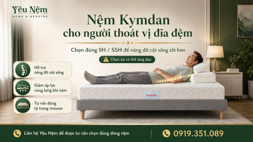 Nệm Kymdan Deluxe cho người thoát vị đĩa đệm - Chọn sai có thể tăng đau!