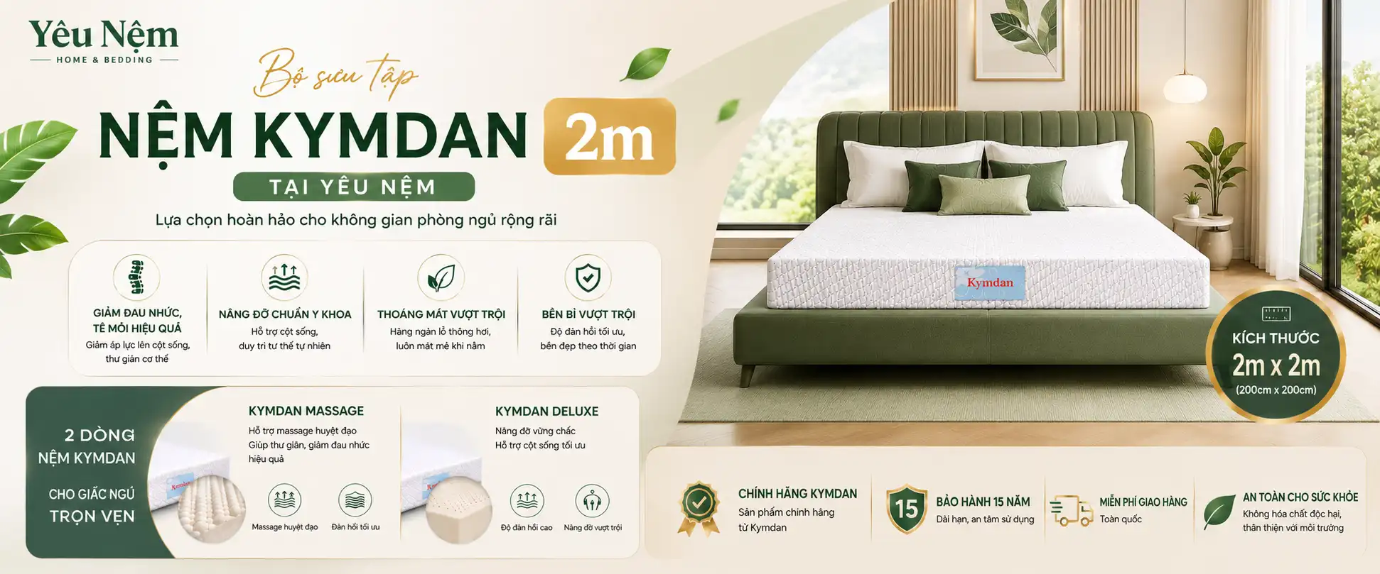 Bộ sưu tập nệm Kymdan 2m tại Yêu Nệm