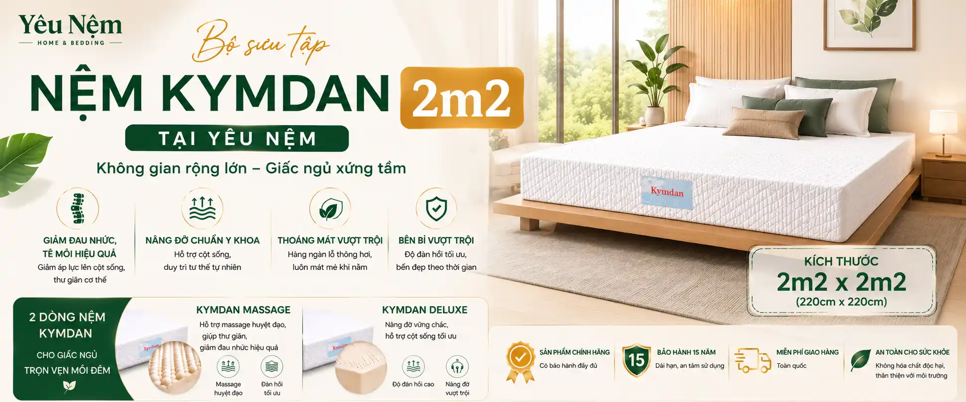 Bộ sưu tập nệm Kymdan 2m2 tại yêu nệm