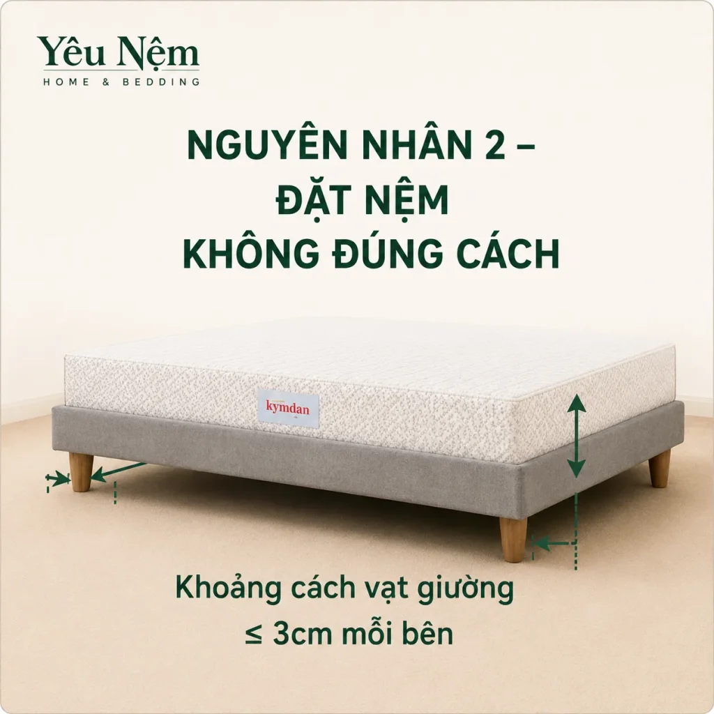 Dùng Nệm Kymdan Bao Lâu Thì Hết Đau Lưng? Chia Sẻ Thực Tế 6 Nguyên nhân 2 — Đặt nệm không đúng cách