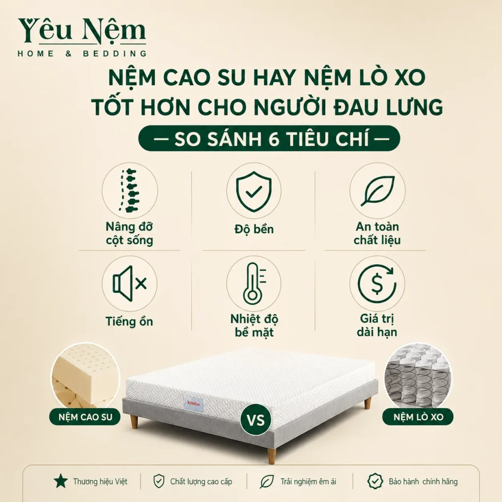 Nệm Cao Su Hay Nệm Lò Xo Tốt Hơn Cho Người Đau Lưng? 7 Người đau lưng nên chọn nệm nào?