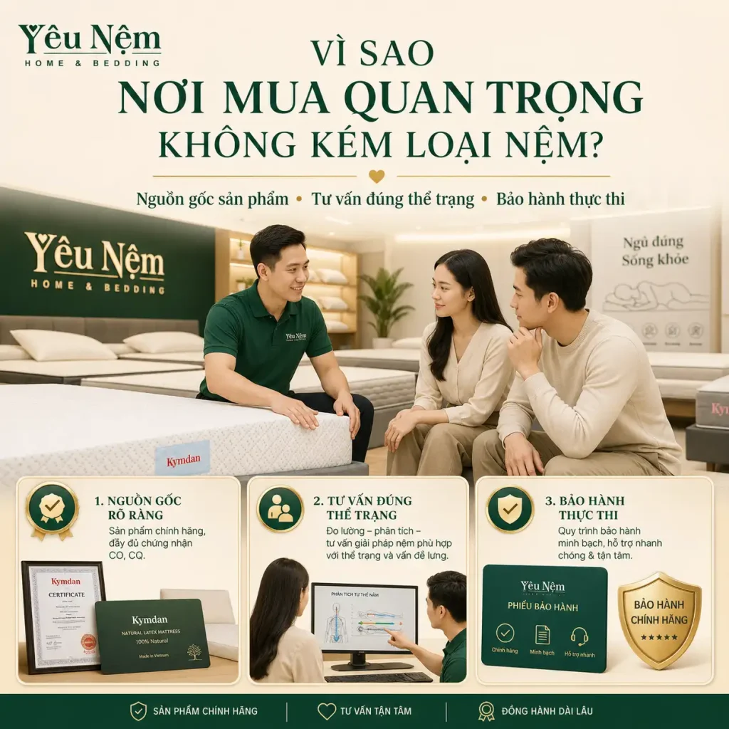 Mua Nệm Cho Người Đau Lưng Ở Đâu Uy Tín, Chính Hãng? 2 Vì sao nơi mua nệm lại quan trọng?