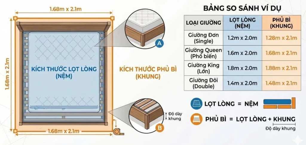 Bật Mí Cách Chọn Kích Thước Giường Ngủ Và Nệm Theo Diện Tích 4 Hướng dẫn kích thước giường ngủ