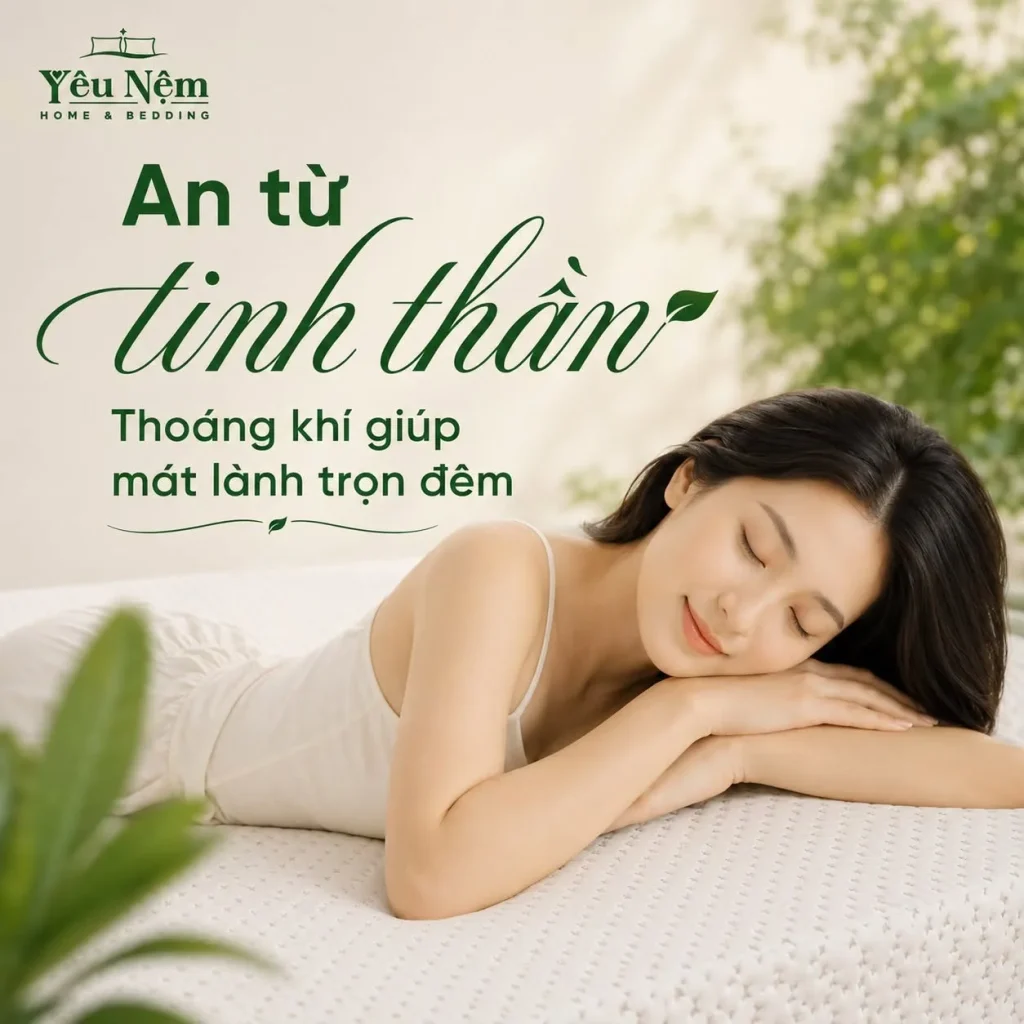 Bí Quyết Chọn Nệm Cho Nhà Mới: Chọn Nệm Nào An Tâm Ngủ Ngon, Khỏi Lo Thay Nệm? 4 Nệm Kymdan Deluxe có thiết kế lỗ thông hơi trên bề mặt và phần chân nệm, giúp tăng sự thông thoáng; đồng thời có khả năng nâng đỡ ba đường cong của cột sống ở nhiều tư thế nằm