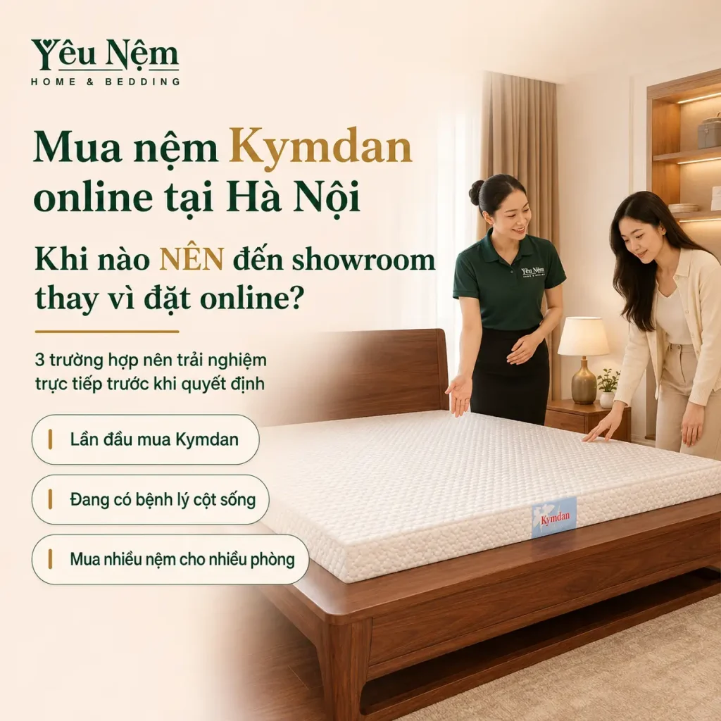 Mua Nệm Kymdan Online Tại Hà Nội Có An Tâm Không? Quy Trình Tư Vấn Và Giao Nhận 4 Mua nệm Kymdan online tại Hà Nội — Khi nào NÊN đến showroom thay vì đặt online?