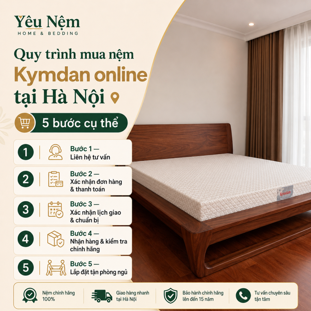 Mua Nệm Kymdan Online Tại Hà Nội Có An Tâm Không? Quy Trình Tư Vấn Và Giao Nhận 3 Quy trình mua nệm Kymdan online tại Hà Nội — Từng bước cụ thể