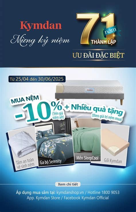 Nệm Kymdan Tại Huế: Địa Chỉ Và Bảng Giá 2026 7 Tùy từng thời điểm, nệm Kymdan sẽ có chính sách và mức chiết khấu, giá khác nhau