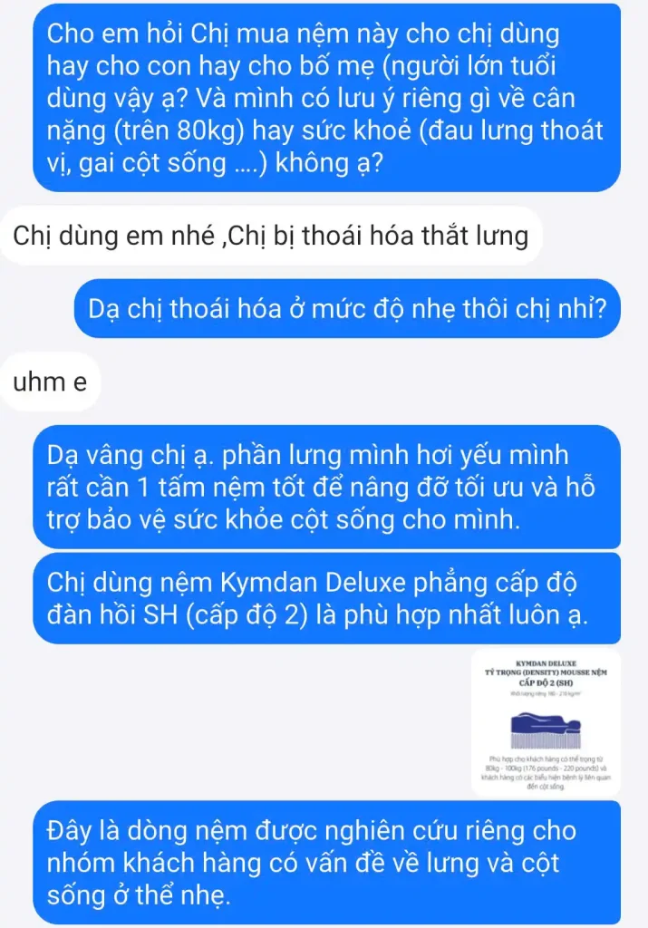 Bảng Giá Nệm Kymdan 20cm Tất Cả Các Kích Thước Mới Nhất 2026 5 Yêu Nệm luôn quan tấm về người nằm, tình trạng lưng, kích thước giường và cảm giác mong muốn để tư vấn dòng nệm hợp hơn với khách hàng mua Online