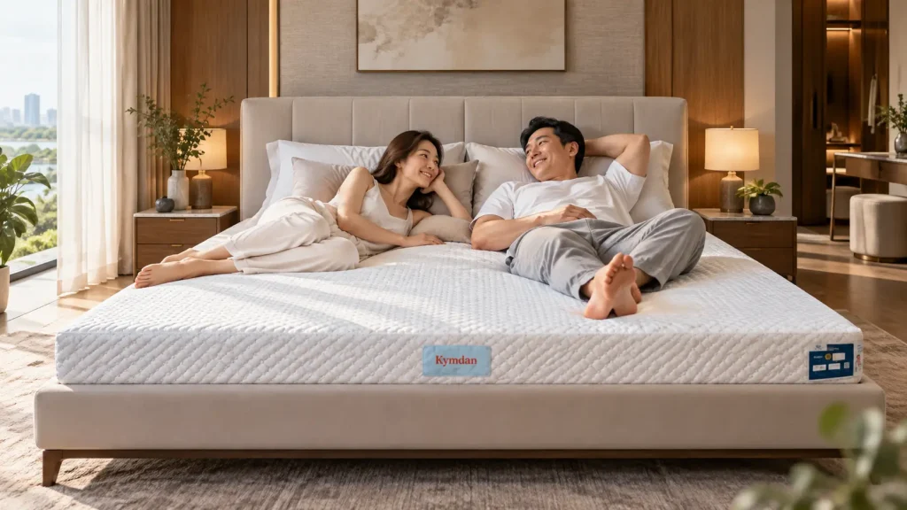 3 cấp độ đàn hồi của nệm kymdan 2m, chọn sao cho đúng 3 Hai người nằm chung một chiếc nệm nhưng thể trạng chưa chắc giống nhau