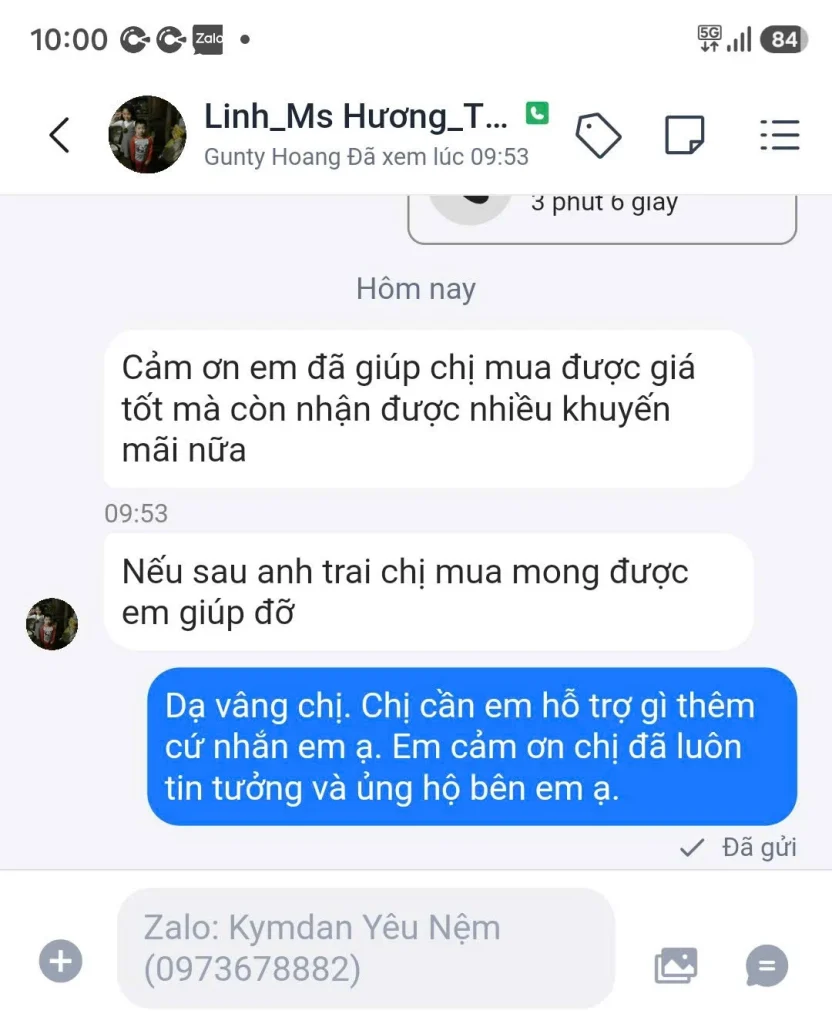 Nệm Kymdan Tại Hà Đông: Địa Chỉ Và Bảng Giá 6 Khách hàng tại Hà Đông rất hài lòng với trải nghiệm mua hàng online tại Yêu Nệm
