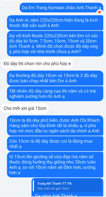 Nệm Kymdan Tại Huế: Địa Chỉ Và Bảng Giá 2026 4 Yêu nệm luôn hỗ trợ tư vấn cá nhân hóa rõ ràng để khách hàng chọn được tấm nệm phù hợp nhất