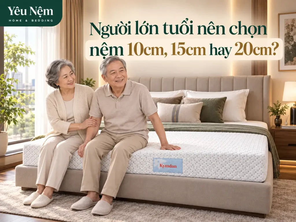 Nệm Kymdan 2m Độ Dày Nào Tốt? So Sánh 10cm, 15cm, 20cm 15 Người lớn tuổi nên chọn nệm 10cm, 15cm hay 20cm?