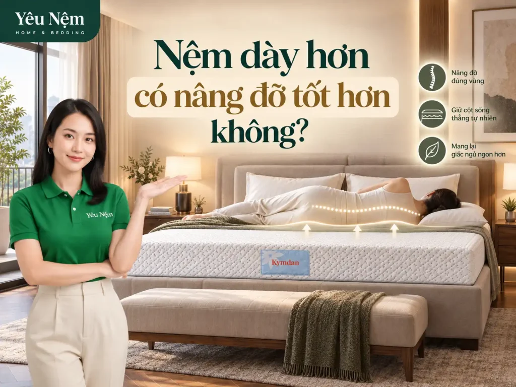 Nệm Kymdan 2m Độ Dày Nào Tốt? So Sánh 10cm, 15cm, 20cm 12 Nệm dày hơn có nâng đỡ tốt hơn không?