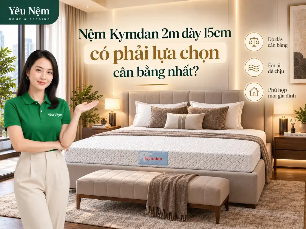 Nệm Kymdan 2m Độ Dày Nào Tốt? So Sánh 10cm, 15cm, 20cm 10 Nệm Kymdan 2m dày 15cm có phải lựa chọn cân bằng nhất?