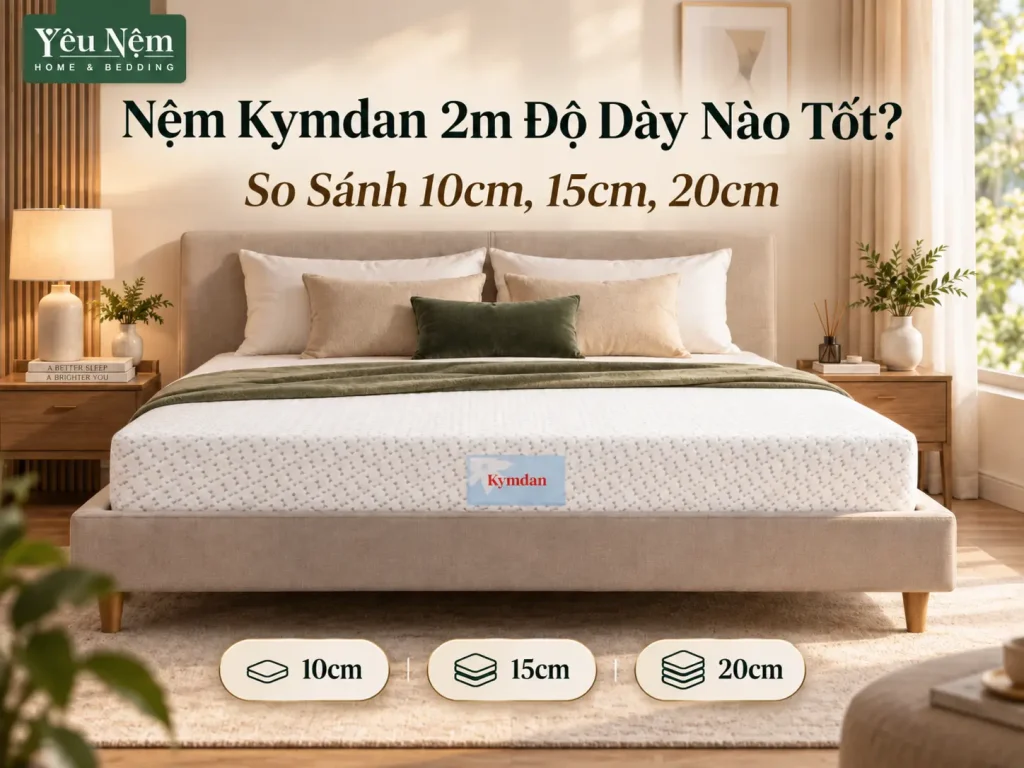 Nệm Kymdan 2m Độ Dày Nào Tốt? So Sánh 10cm, 15cm, 20cm 2 Nệm Kymdan 2m Độ Dày Nào Tốt? So Sánh 10cm, 15cm, 20cm
