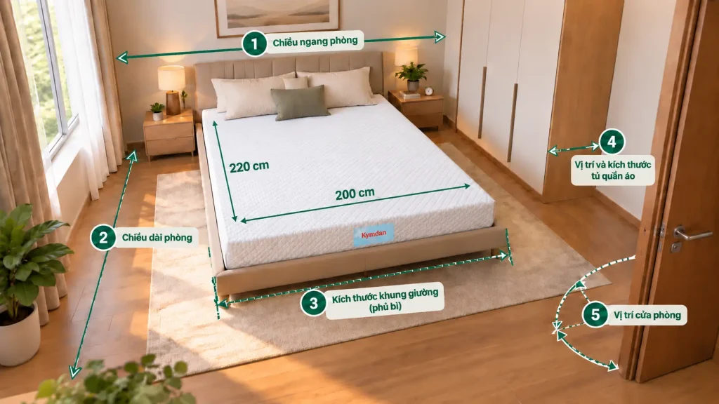 Những Thiết Kế Và Kích Thước Phòng Ngủ Nào Hợp Với Nệm Kymdan 2m2? 8 Cách Tự Kiểm Tra Kích Thước Phòng Ngủ Hợp Với Nệm Kymdan 2m2