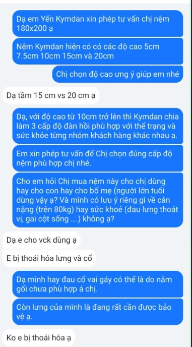 Nệm Kymdan Tại Đồng Nai: Giao Tận Nhà Biên Hòa Và Các Huyện 3 Yêu nệm luôn hỗ trợ tư vấn cá nhân hóa rõ ràng để khách hàng chọn được tấm nệm phù hợp nhất
