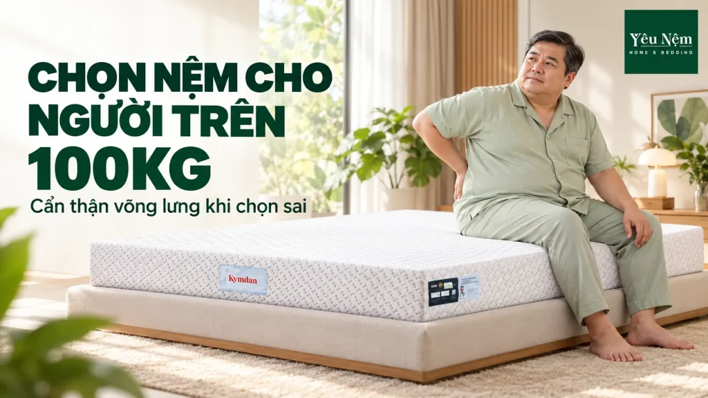 Lưu ý khi chọn nệm cho người trên 100kg. Chọn sai rất dễ bị võng lưng, hại cột sống